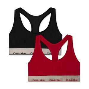 Calvin Klein Women's 2-Pk. Modern Cotton Unlined Bralette, Red/Black Size M 0052